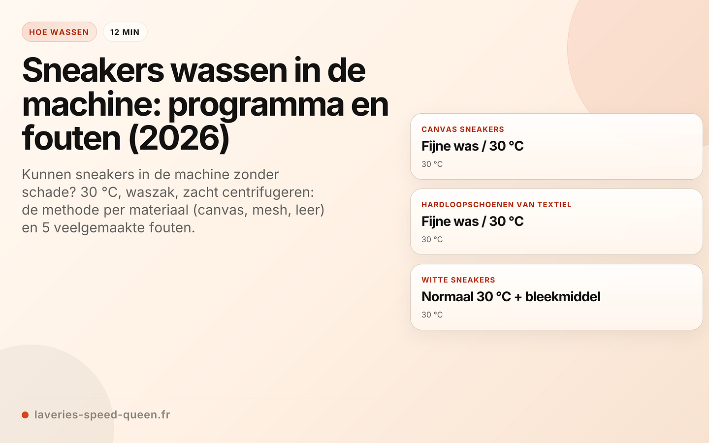 Schoenen wassen: programma per type