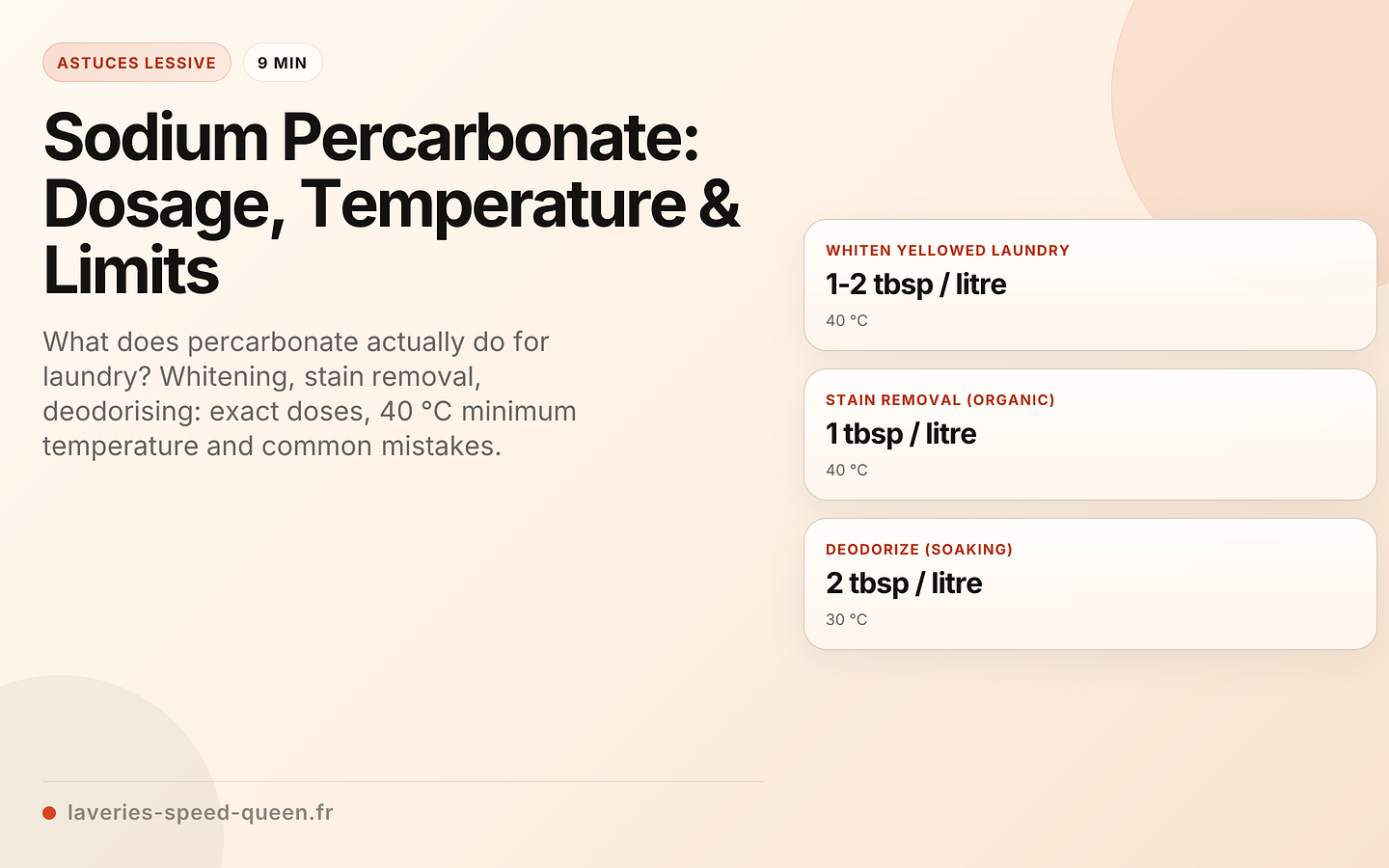 Sodium Percarbonate: Dosage, Temperature & Limits