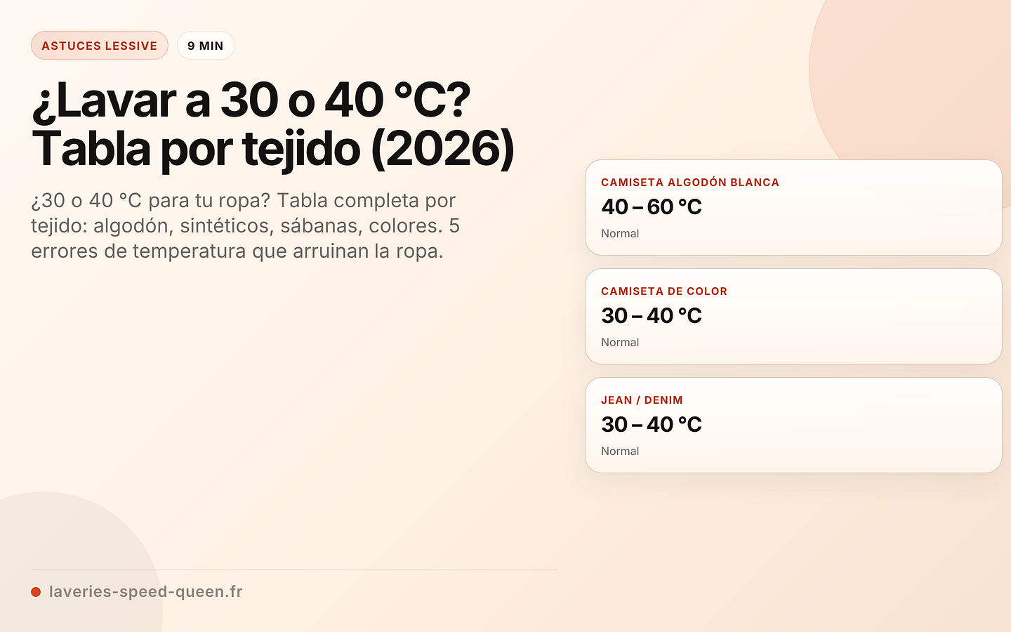 ¿Lavar a 30 o 40 °C? Tabla por tejido (2026)