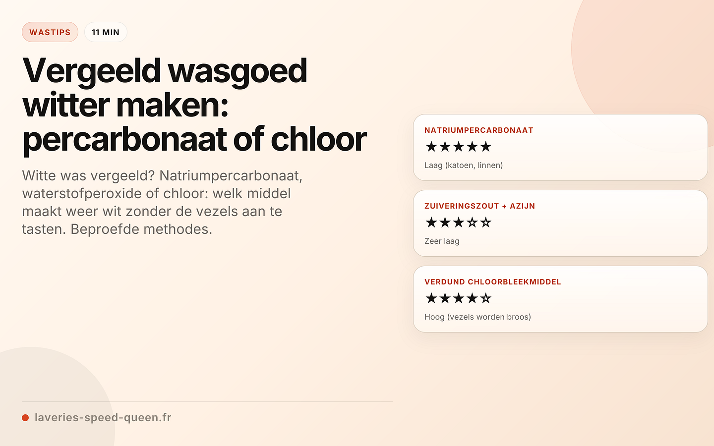 Bleekmethodes voor vergeeld wasgoed vergeleken