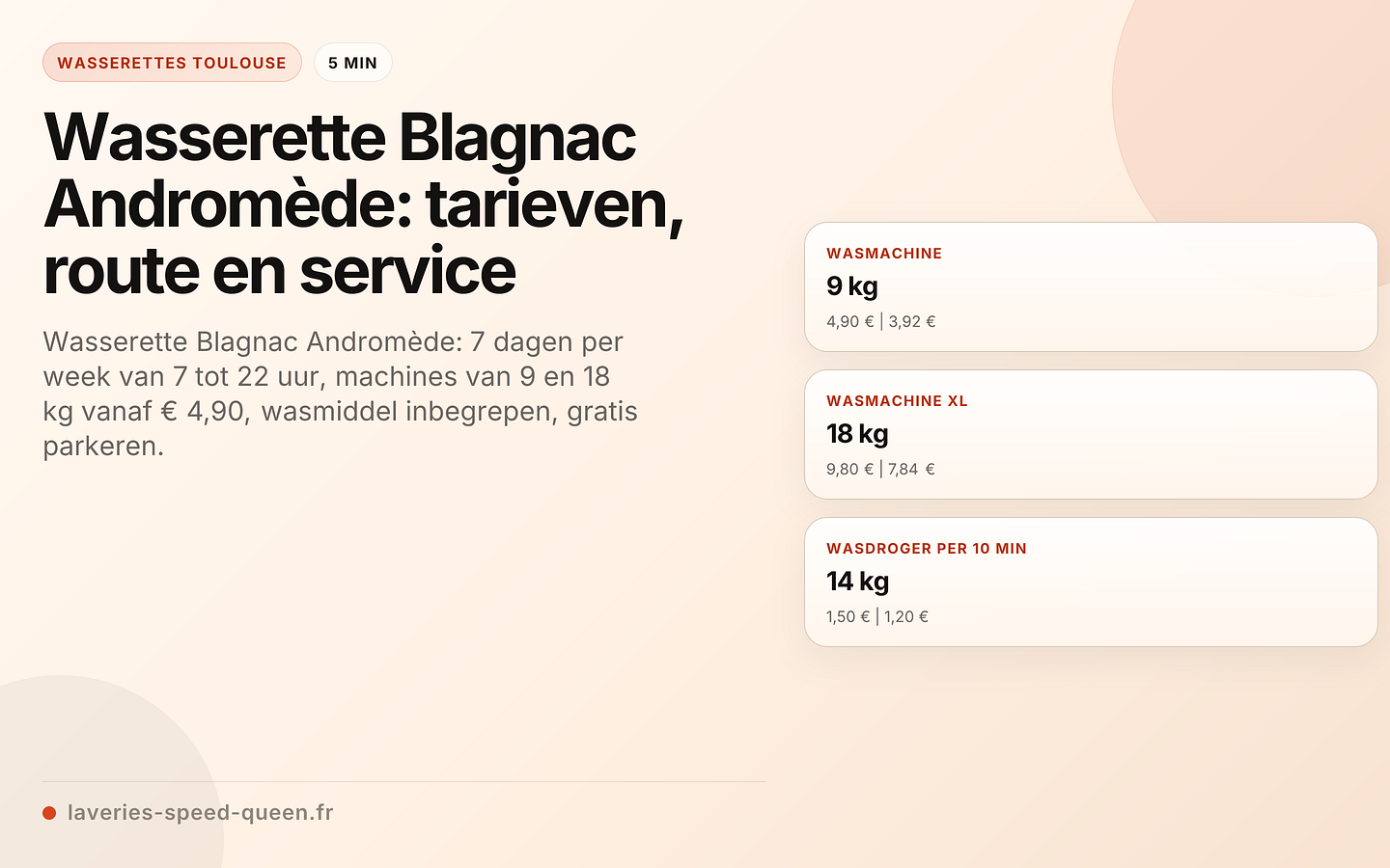 Wasserette Blagnac Andromède: tarieven, route en service